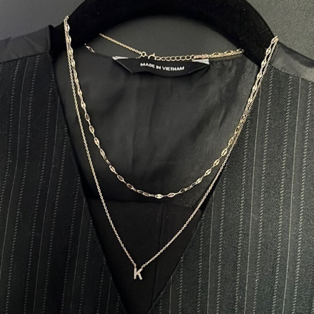 Brand New K initial layers chain Necklace JA4
